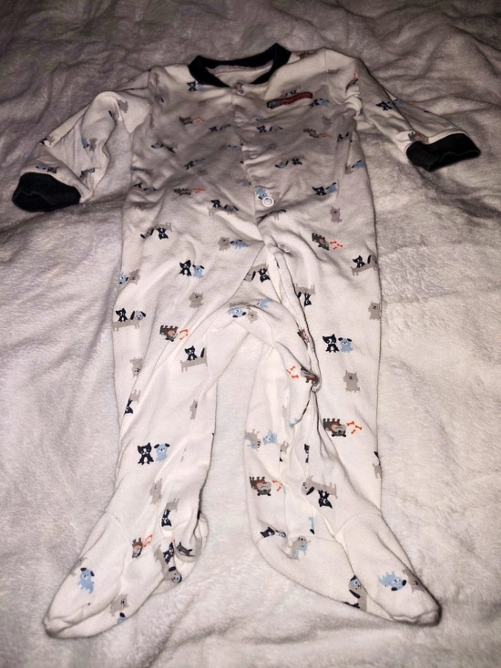 Carter's Grandpa's Best Friend Dog Print Footed Pajama White